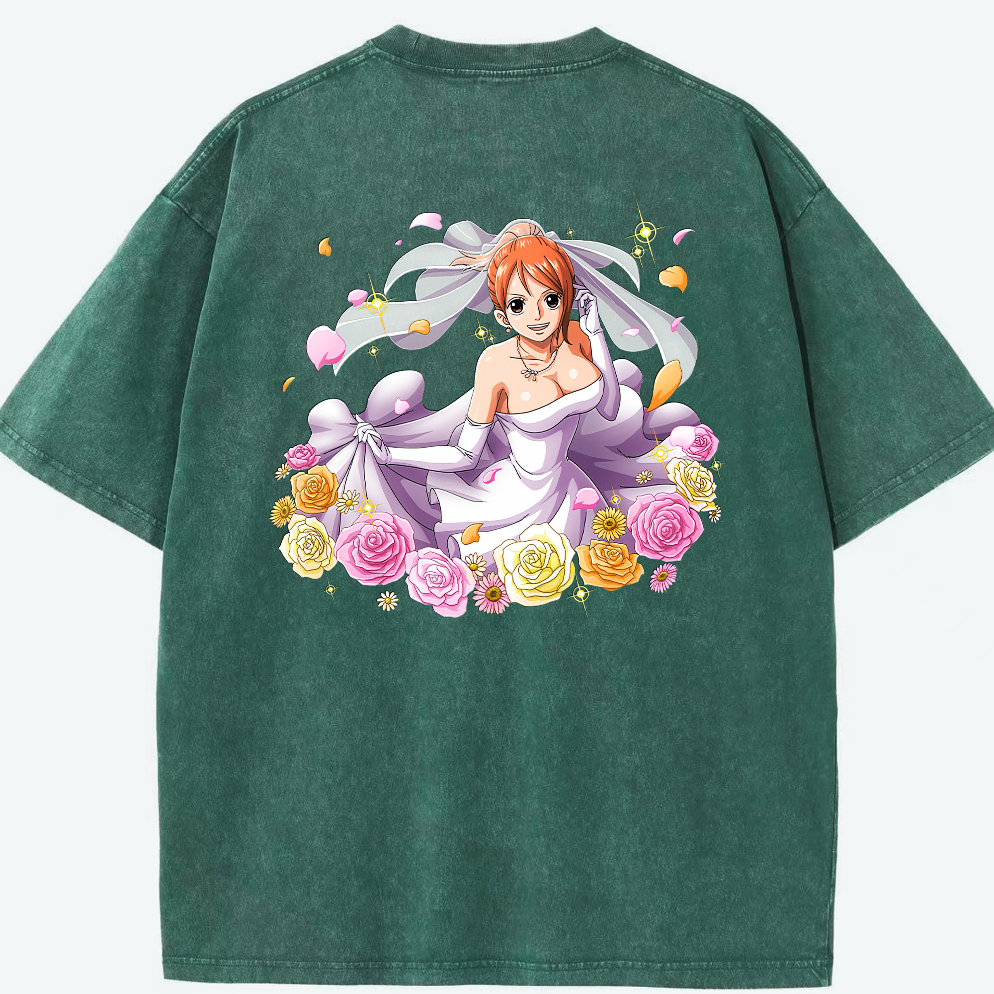 ワンピース ナミ ONE PIECE Nami 綿100% ヴィンテージ風 半袖Tシャツ（背面プリント）